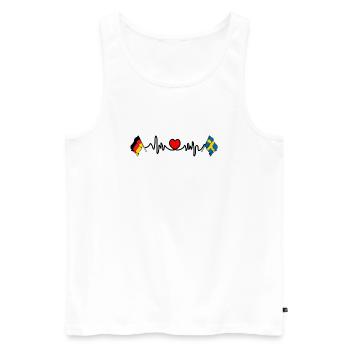 Cardio heart with Flag Germany and flag Sweden - Men's Premium Organic Tank Top - white - Front - AI Model Male 178 light (178cm)