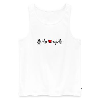 Fréquence cardiaque départ arrivée drapeau cardio pour la course - Débardeur bio Premium Homme - blanc - Devant - AI Model Male 178 light (178cm)