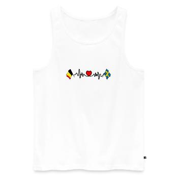 Cardio heart Drapeau Belgique, drapeau Suède - Débardeur bio Premium Homme - blanc - Devant - AI Model Male 178 light (178cm)