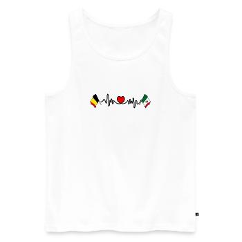 Cardio heart , Drapeau Belgique, drapeau Mexique - Débardeur bio Premium Homme - blanc - Devant - Michal (187cm)