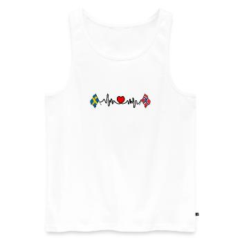 Cardio heart Drapeau Suède, drapeau Norvège - Débardeur bio Premium Homme - blanc - Devant - AI Model Male 178 light (178cm)