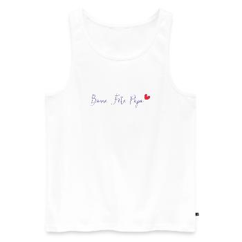 PAPA. VATERTAG. FROHER VATERTAG. ALLES GUTE ZUM GEBURTSTAG. - Männer Premium Bio Tank Top - Weiß - Vorne - Michal (187cm)