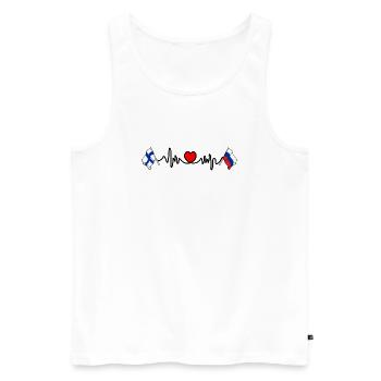 Cardio heart Flag Finland, flag Russia - Men's Premium Organic Tank Top - white - Front - Michal (187cm)
