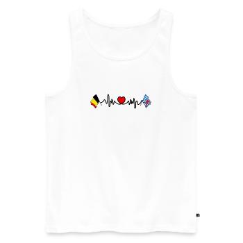 Coeur cardio, drapeau Belgique et drapeau Luxembourg - Débardeur bio Premium Homme - blanc - Devant - Michal (187cm)