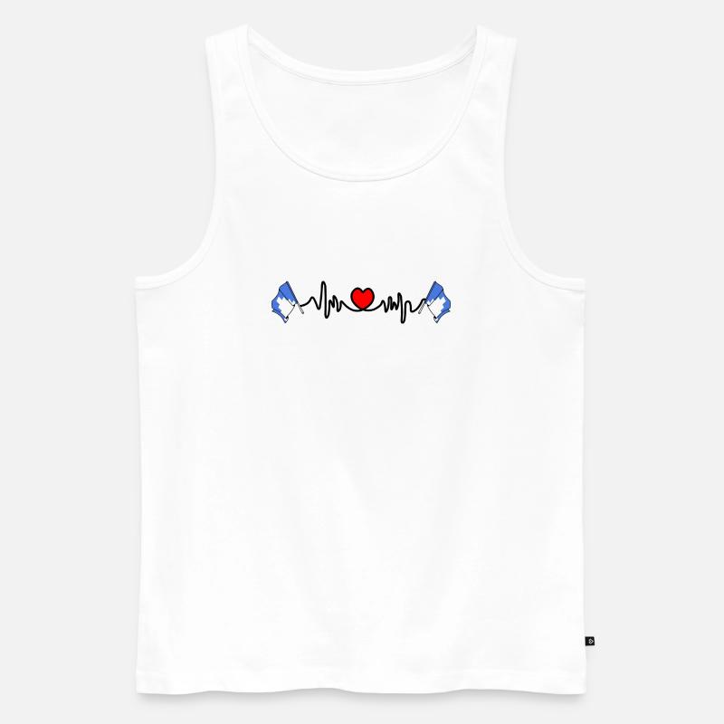 Herzfrequenz-Cardio mit zwei Flaggen von Akershus - Männer Premium Bio Tank Top - Weiß