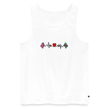 Lincolnshire flag + GB flag + heartbeat - Men's Premium Organic Tank Top - white - Front - AI Model Male 178 light (178cm)