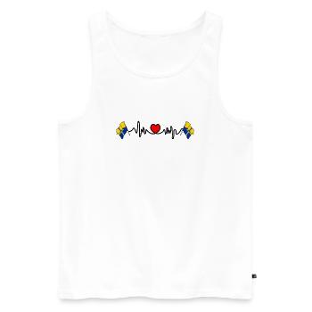 Durham-Flagge mit Herzschlag - Männer Premium Bio Tank Top - Weiß - Vorne - AI Model Male 178 light (178cm)