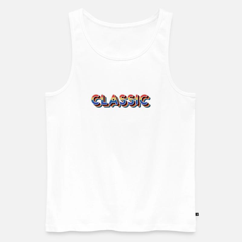 Klassischer Regenbogen-Retro-Text - Männer Premium Bio Tank Top - Weiß