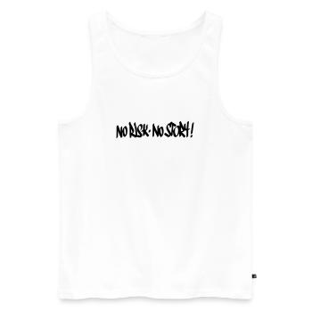 No Risk No Story Motto - Männer Premium Bio Tank Top - Weiß - Vorne - AI Model Male 178 light (178cm)