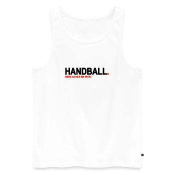 Handball. Mehr als nur ein Sport. (Schwarz) - Männer Premium Bio Tank Top - Weiß - Vorne - Michal (187cm)