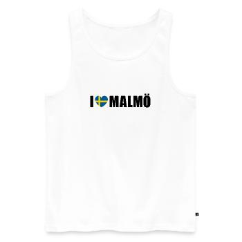 J’adore Malmö, la Suède - Débardeur bio Premium Homme - blanc - Devant - Michal (187cm)