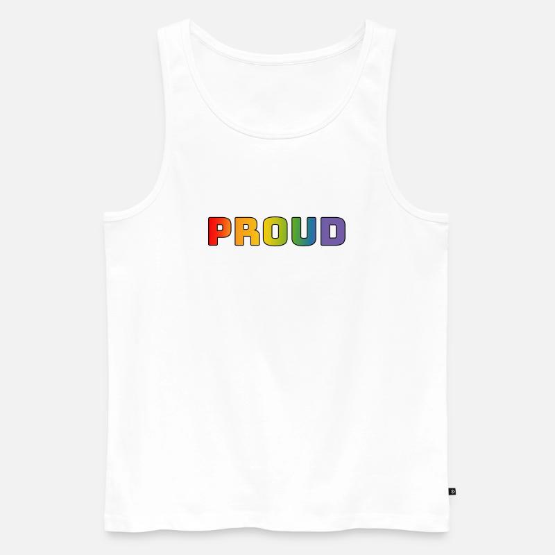 Regenbogen proud schwarz - Männer Premium Bio Tank Top - Weiß