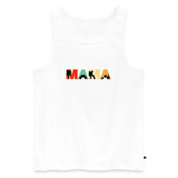 Mama Camping Retro Sunset Hiking Silhouette - Männer Premium Bio Tank Top - Weiß - Vorne - AI Model Male 178 light (178cm)