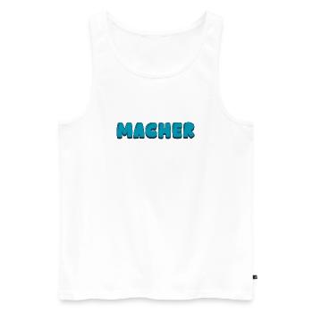 Macher - Männer Premium Bio Tank Top - Weiß - Vorne - Michal (187cm)