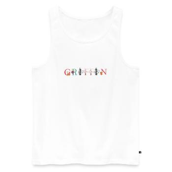 GRIFFIN Namenskunst mit gestickten Blumen - Männer Premium Bio Tank Top - Weiß - Vorne - AI Model Male 178 light (178cm)