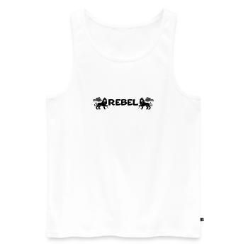 Rebelle - Débardeur bio Premium Homme - blanc - Devant - AI Model Male 178 light (178cm)