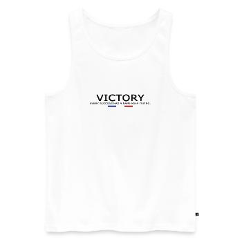 Victory EVERY SUCCESS HAS A NAME KEEP TRYING - Débardeur bio Premium Homme - blanc - Devant - Michal (187cm)
