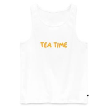 Retro Orange Tea Time - Männer Premium Bio Tank Top - Weiß - Vorne - Michal (187cm)