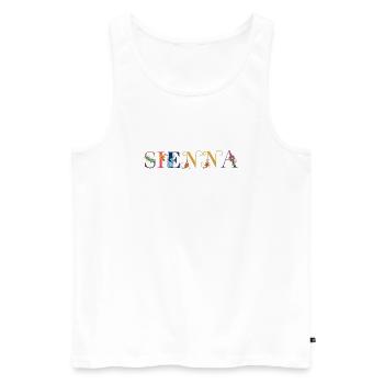 SIENNA Nom Décoré de Fleurs - Débardeur bio Premium Homme - blanc - Devant - Michal (187cm)