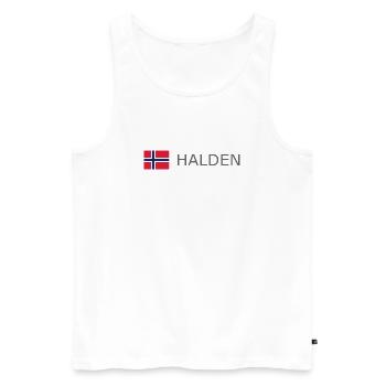 Norway Flag - Halden - Norge - Norwegen - Men's Premium Organic Tank Top - white - Front - AI Model Male 178 light (178cm)