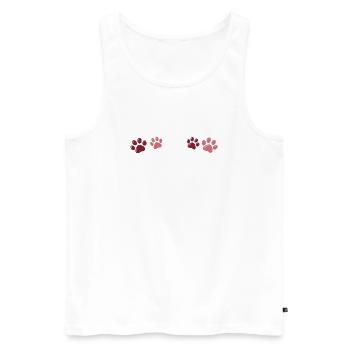 Empreintes de patte rouge bicolores - Débardeur bio Premium Homme - blanc - Devant - AI Model Male 178 light (178cm)