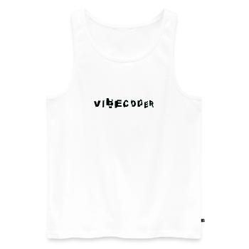 VibeCoder Glitch Neon - Men's Premium Organic Tank Top - white - Front - AI Model Male 178 light (178cm)