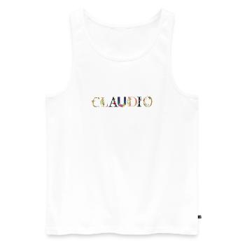 CLAUDIO Name mit Blumen geschmückt - Männer Premium Bio Tank Top - Weiß - Vorne - AI Model Male 178 light (178cm)