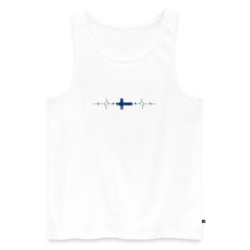 Finnland Flagge Herzschlag - Männer Premium Bio Tank Top - Weiß - Vorne - Michal (187cm)