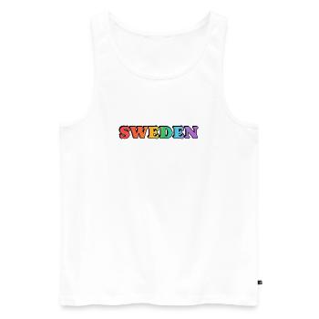 Typographie de l’arc-en-ciel en Suède gay - Débardeur bio Premium Homme - blanc - Devant - Michal (187cm)