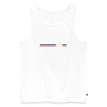 Vintage-Fahrrad auf farbigem Klebeband - Männer Premium Bio Tank Top - Weiß - Vorne - Michal (187cm)