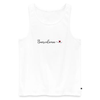 J’adore le Cadeau Cœur de Barcelone - Débardeur bio Premium Homme - blanc - Devant - Michal (187cm)