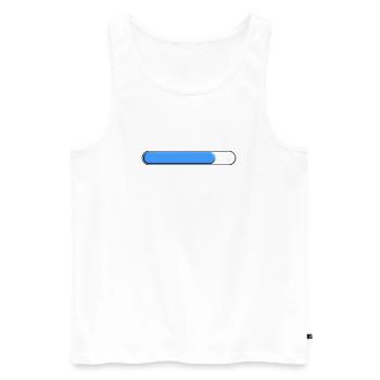 Average gauge Blue (three quarters) - Men's Premium Organic Tank Top - white - Front - AI Model Male 178 light (178cm)