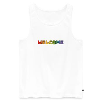 arc-en-ciel bienvenue CSD chemise LGBT lgbtqi queer - Débardeur bio Premium Homme - blanc - Devant - AI Model Male 178 light (178cm)