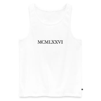 MCMLXXVI 1976 années d'anniversaire romaine - Débardeur bio Premium Homme - blanc - Devant - Michal (187cm)