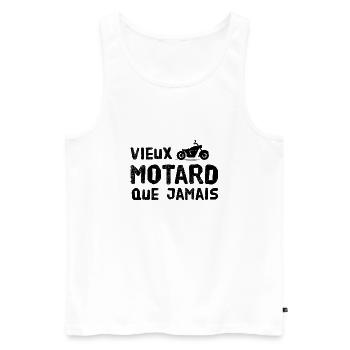 Vieux motard que jamais tshirt moto - Débardeur bio Premium Homme - blanc - Devant - AI Model Male 178 light (178cm)