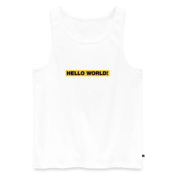 Hello World! - Männer Premium Bio Tank Top - Weiß - Vorne - AI Model Male 178 light (178cm)