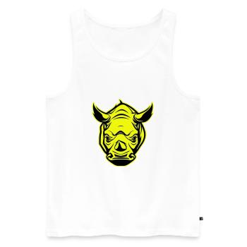Icône de portrait de tête de rhinocéros - Débardeur bio Premium Homme - blanc - Devant - Michal (187cm)