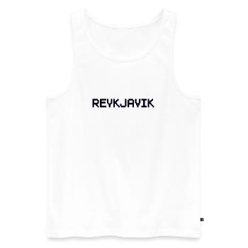 REYKJAVIK Île d’Islande - Débardeur bio Premium Homme - blanc - Devant - AI Model Male 178 light (178cm)