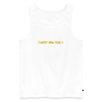 HAPPY NEW YEAR. NEW YEAR'S EVE. NEW YEAR - Men's Premium Organic Tank Top - white - Front - AI Model Male 178 light (178cm)
