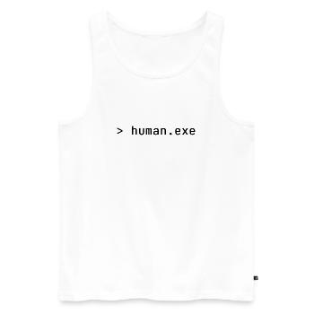 human.exe - Men's Premium Organic Tank Top - white - Front - Michal (187cm)