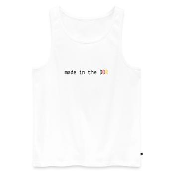 Drôle de dicton, la RDA fabriquée en RDA - Débardeur bio Premium Homme - blanc - Devant - AI Model Male 178 light (178cm)