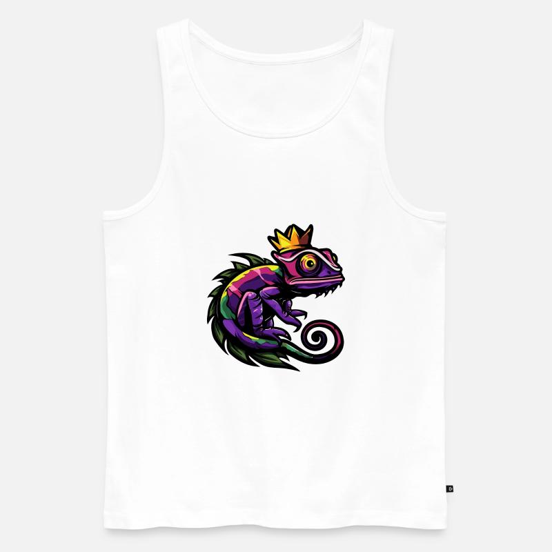 Chameleon Comic Krone - Männer Premium Bio Tank Top - Weiß