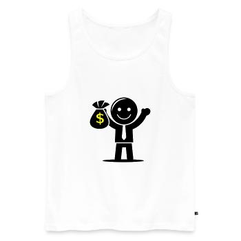Geld Cash Hustle Geldsack - Männer Premium Bio Tank Top - Weiß - Vorne - AI Model Male 178 light (178cm)