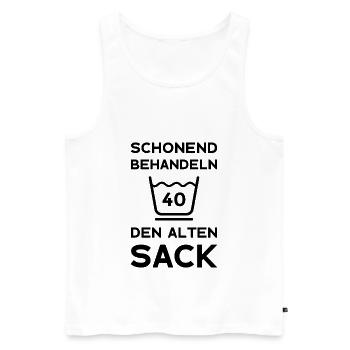 40. GEBURTSTAG 1983 SCHONEND BEHANDELN 40 JAHRE - Männer Premium Bio Tank Top - Weiß - Vorne - Michal (187cm)