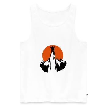 Bergsteiger im Sonnenuntergang - Männer Premium Bio Tank Top - Weiß - Vorne - AI Model Male 178 light (178cm)