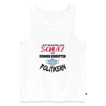 Politik Maskenpflicht Dumme Politiker - Männer Premium Bio Tank Top - Weiß - Vorne - Michal (187cm)