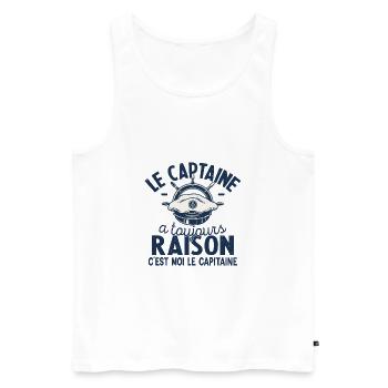 Le Capitaine A Toujours Raison C'est Moi Captain - Débardeur bio Premium Homme - blanc - Devant - Michal (187cm)