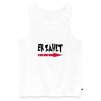 er_zahlt - Men's Premium Organic Tank Top - white - Front - AI Model Male 178 light (178cm)