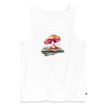 Mushroom Grows Out of Book Watercolor Design 2 - Men's Premium Organic Tank Top - white - Front - Michal (187cm)