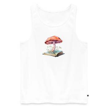 Magic Mushroom Grows Out of Book Watercolor Design - Men's Premium Organic Tank Top - white - Front - Michal (187cm)
